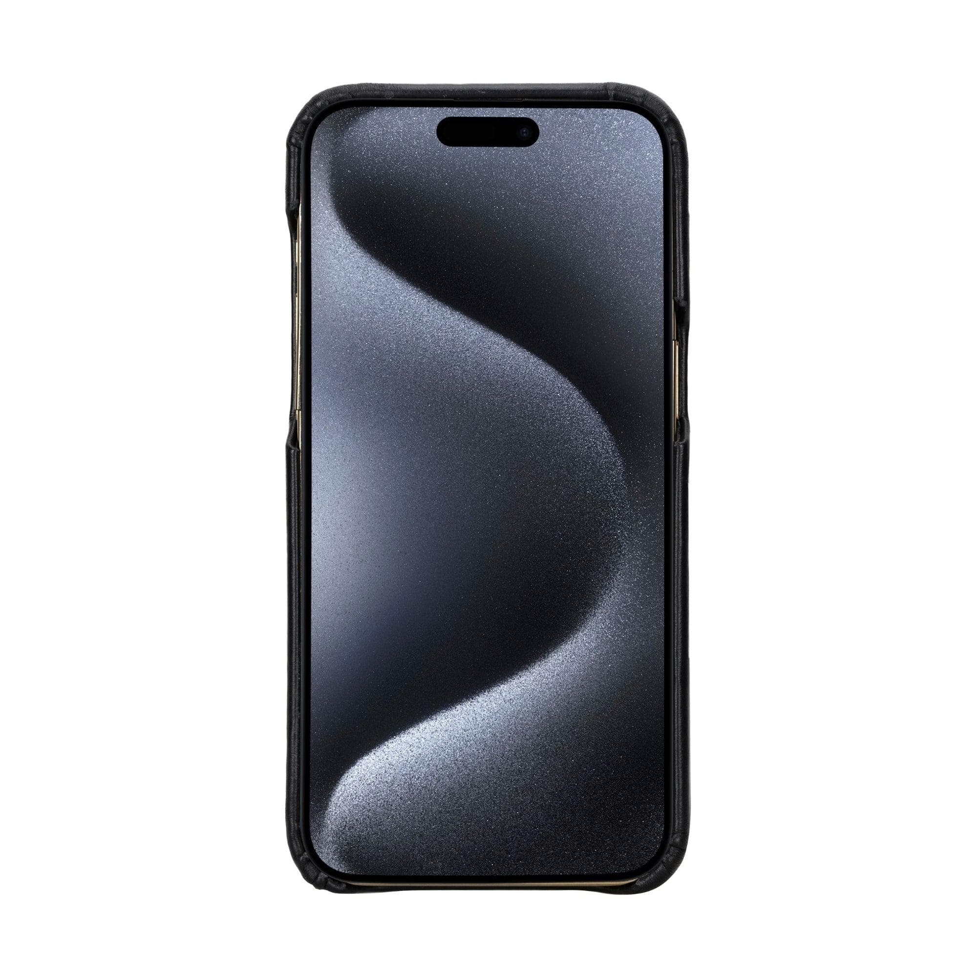 Leather iPhone 16 Pro Snap-On Cover Case Black 3
