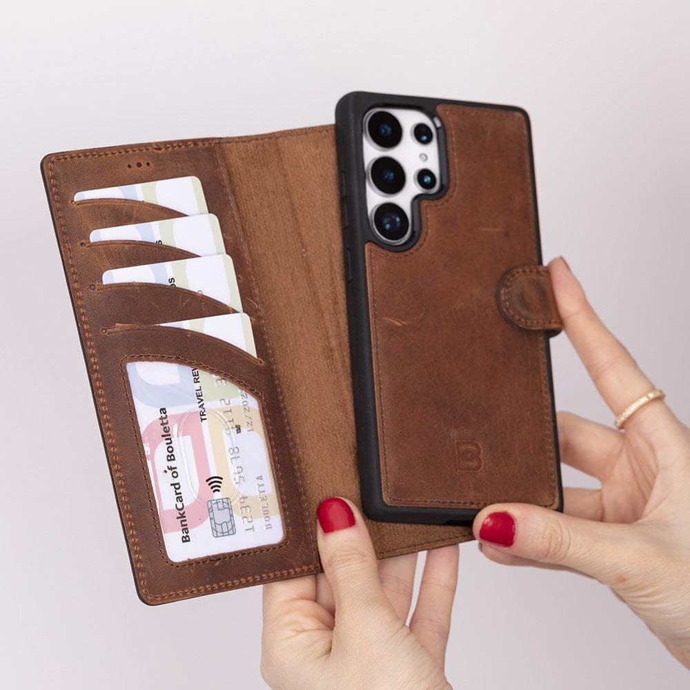 Luxury Handmade Genuine Leather Phone Case for Samsung Galaxy S25 Ultra – Magnetic & Detachable, Unisex