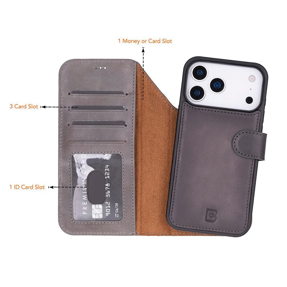 Magic iPhone 17 Pro Max Detachable Leather Wallet Case