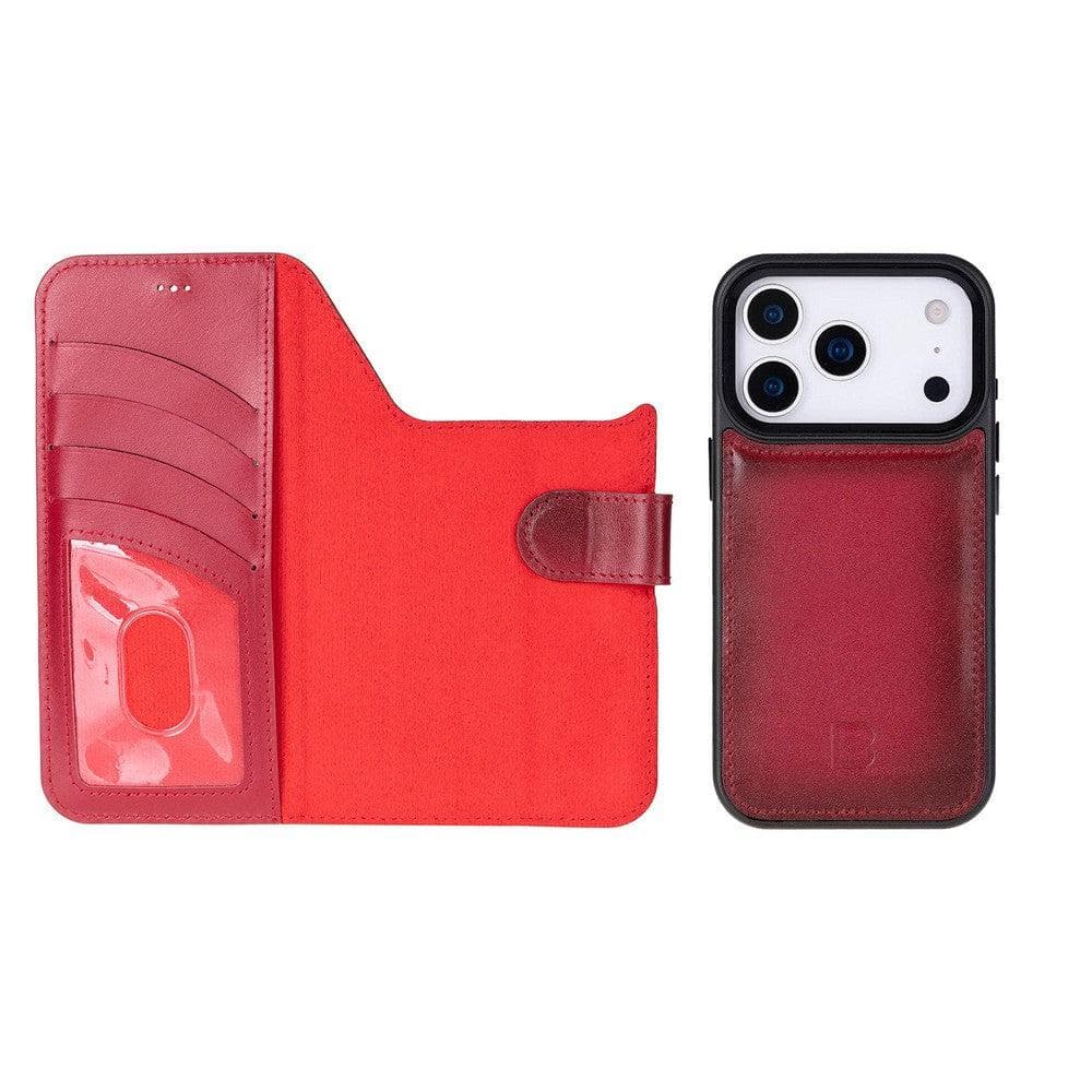 Magic iPhone 17 Pro Max Detachable Red Leather Wallet Case Bouletta