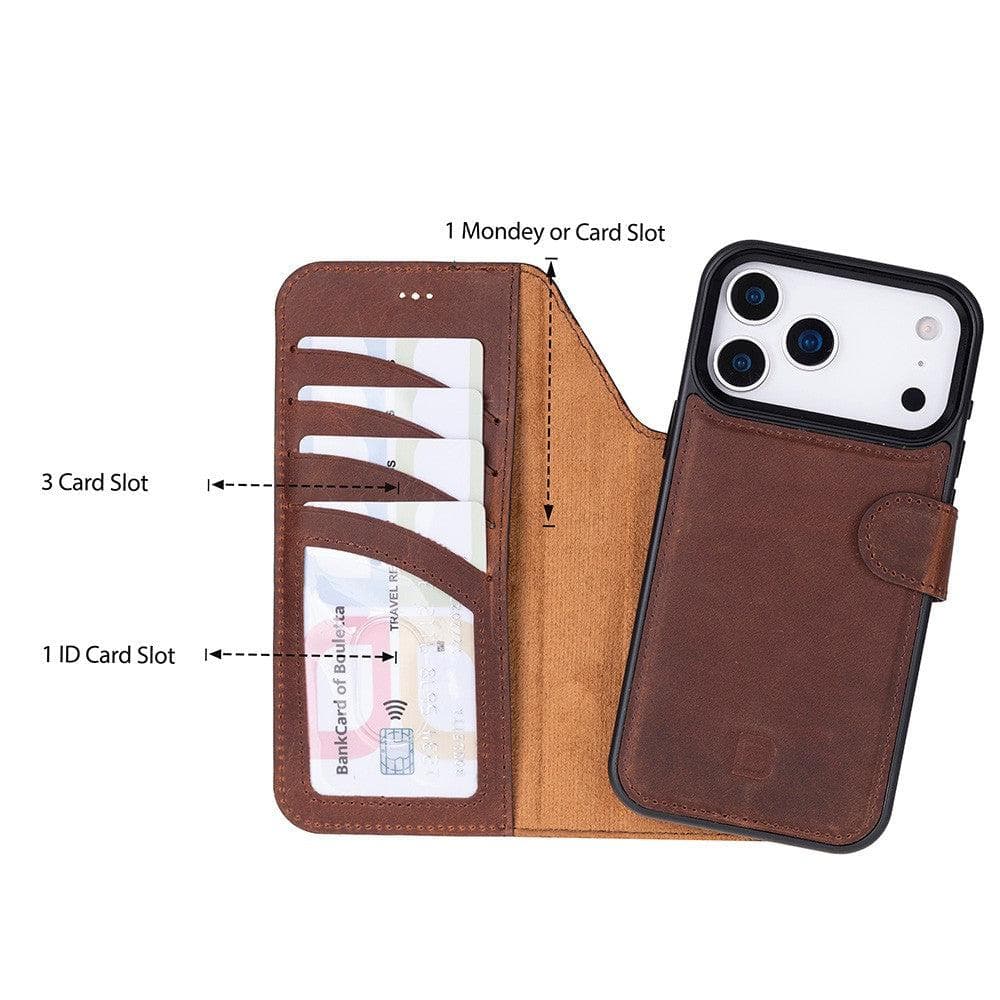 Magic iPhone 17 Pro Max Detachable Brown Leather Wallet Case Bouletta