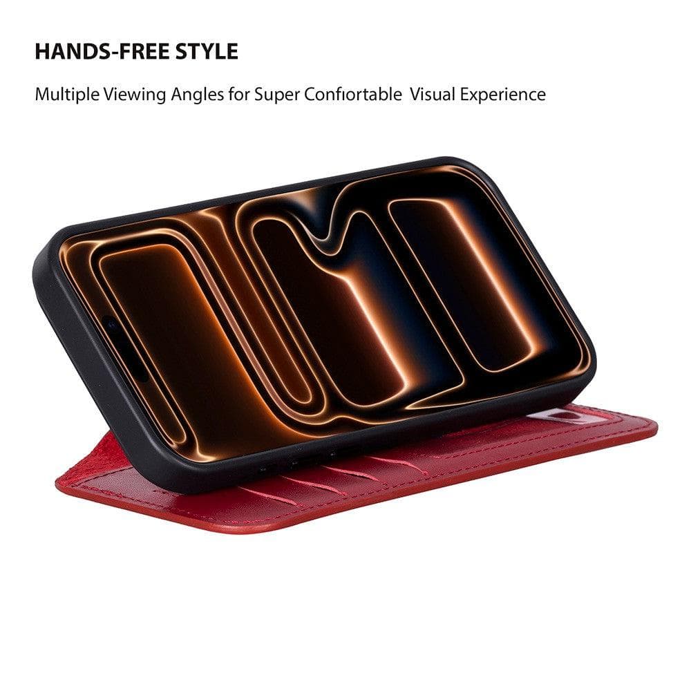 Magic iPhone 17 Pro Max Detachable Red Leather Wallet Case Bouletta