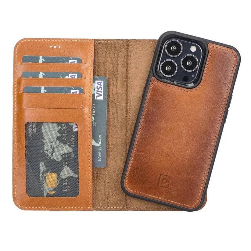 Magic iPhone 13 Series Detachable Genuine Leather Wallet Case - MW