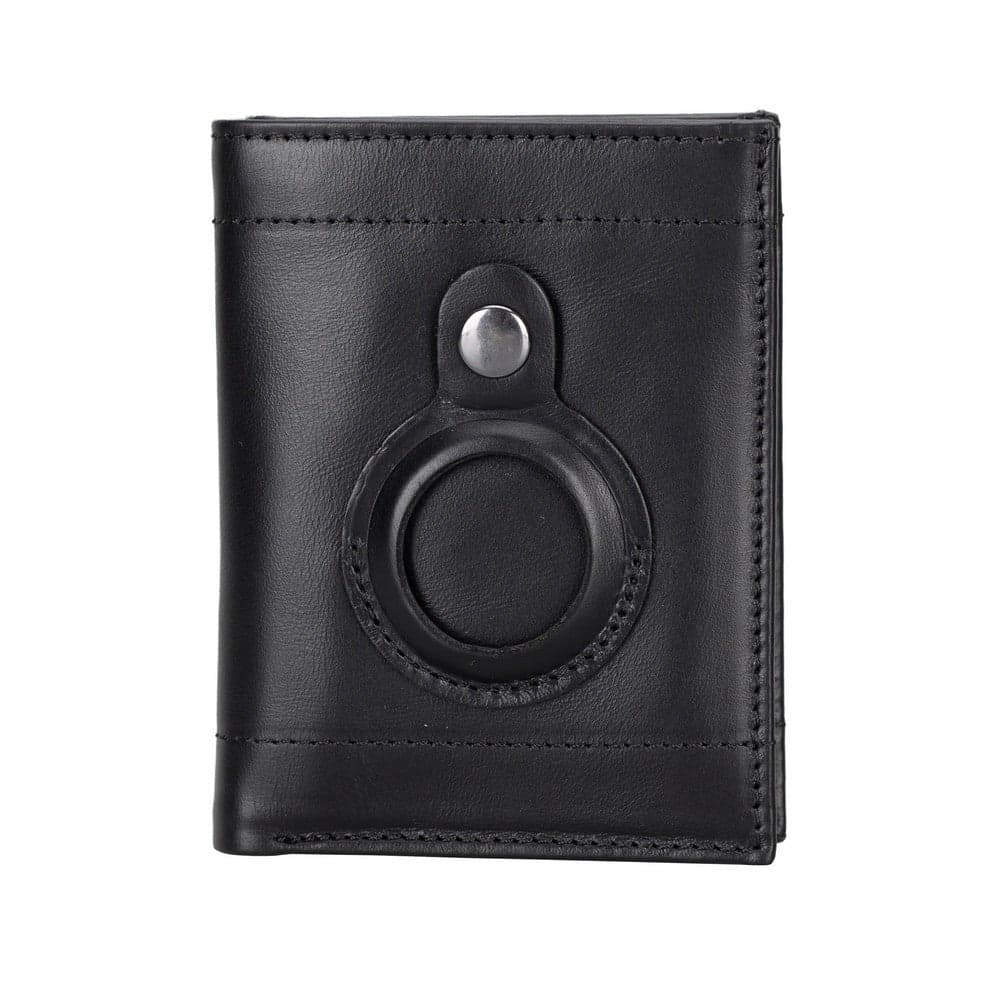 Airmaka Leather Card Holder With Airtag Slot Black Bouletta