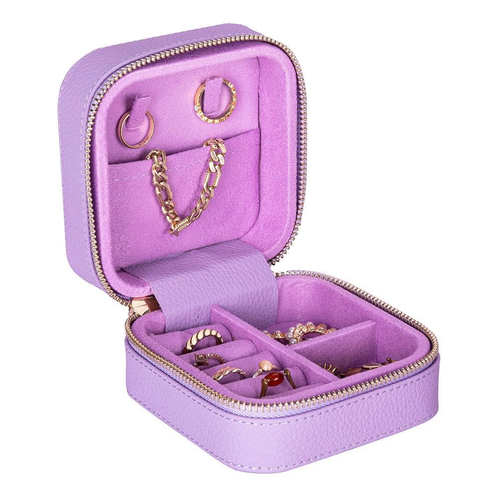 Amanda Leather Jewelry Box, Medium Pebble Lilac Bouletta
