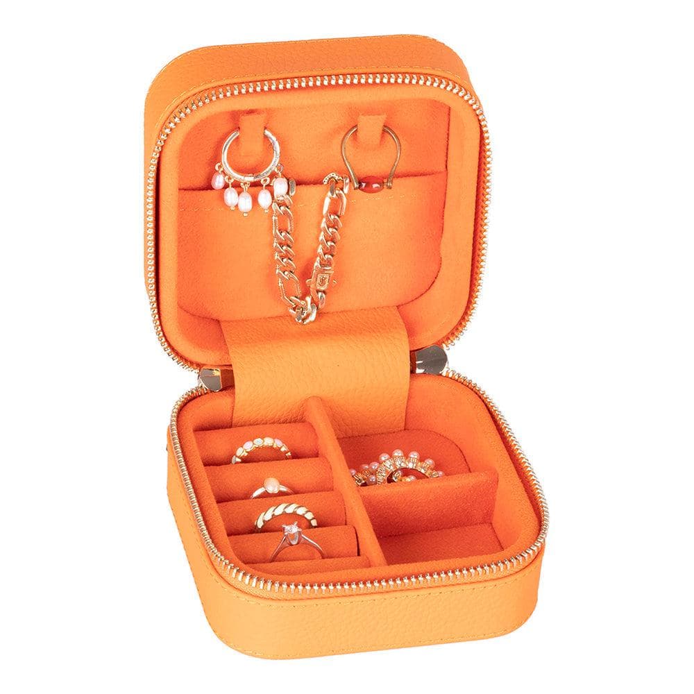 Amanda Leather Jewelry Box, Medium Pebble Orange Bouletta