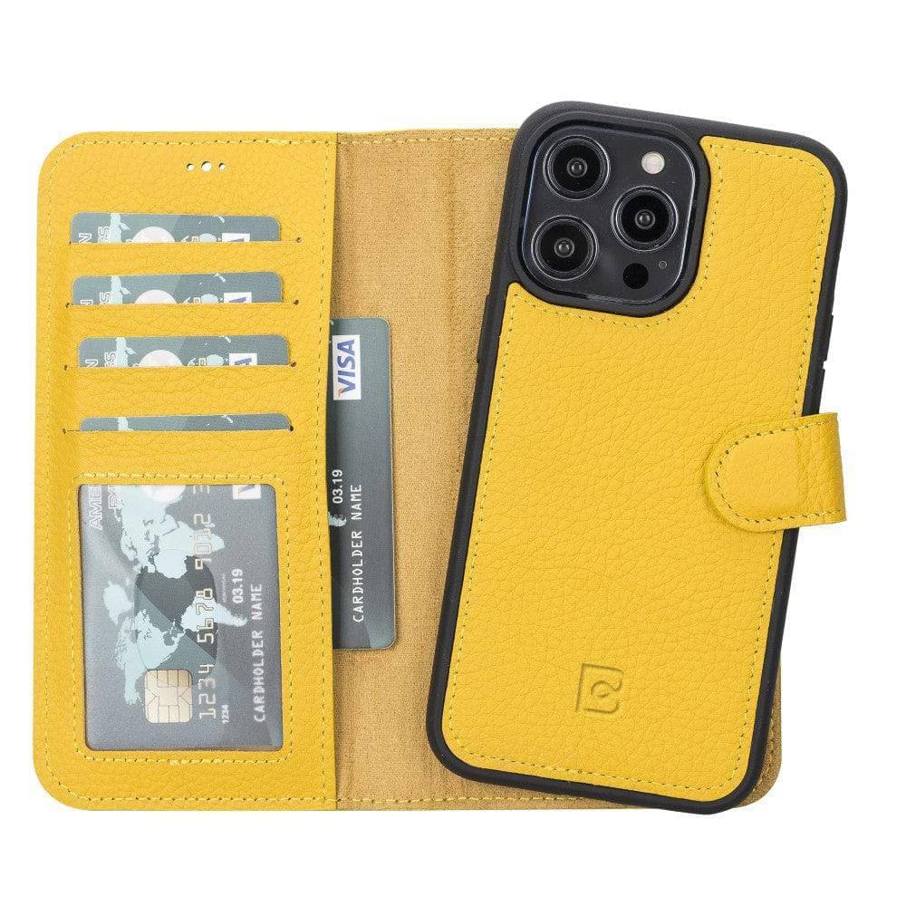 Apple iPhone 14 Series Leather Wallet Case / MWWN - Window Magic iPhone 14 Pro / FLOATER YELLOW Bouletta