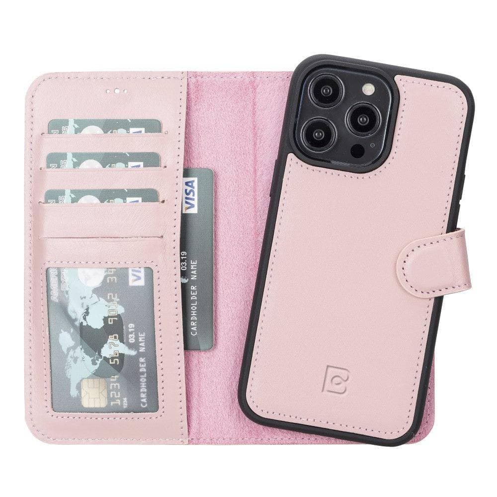 Apple iPhone 14 Series Leather Wallet Case / MWWN - Window Magic iPhone 14 Pro / NUDE PINK Bouletta
