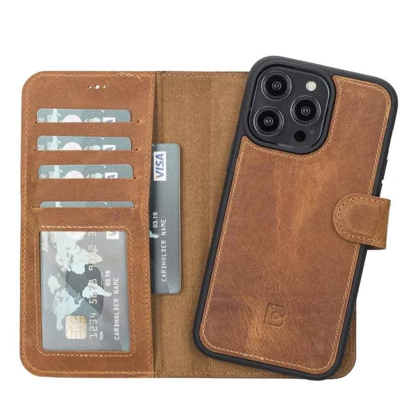 Apple iPhone 14 Series Leather Wallet Case / MWWN - Window Magic iPhone 14 Plus / ANTIC MOCCA Bouletta