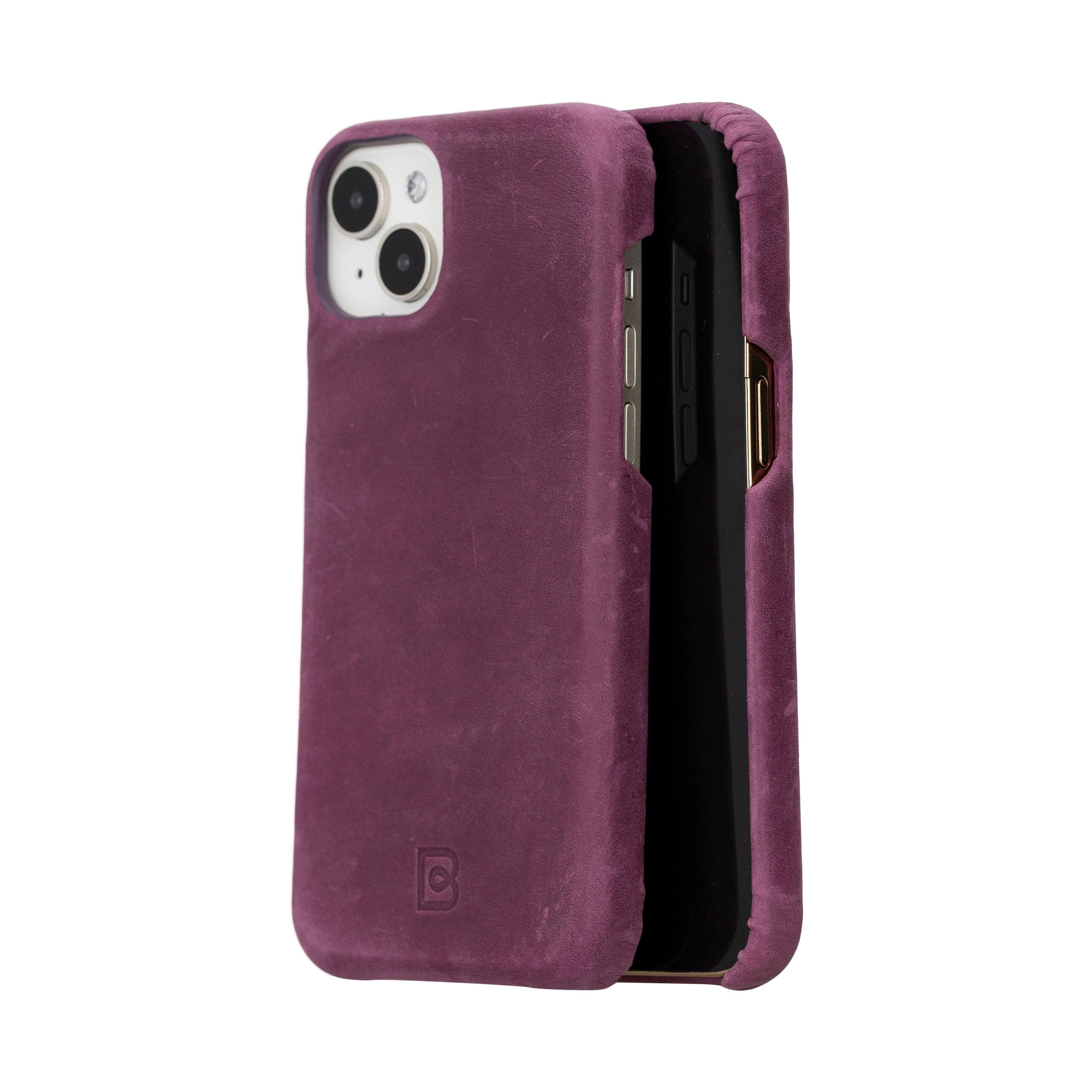 Apple iPhone 15 Series Full Leather Coating Back Cover iPhone 15 Plus / Purple Bouletta LTD