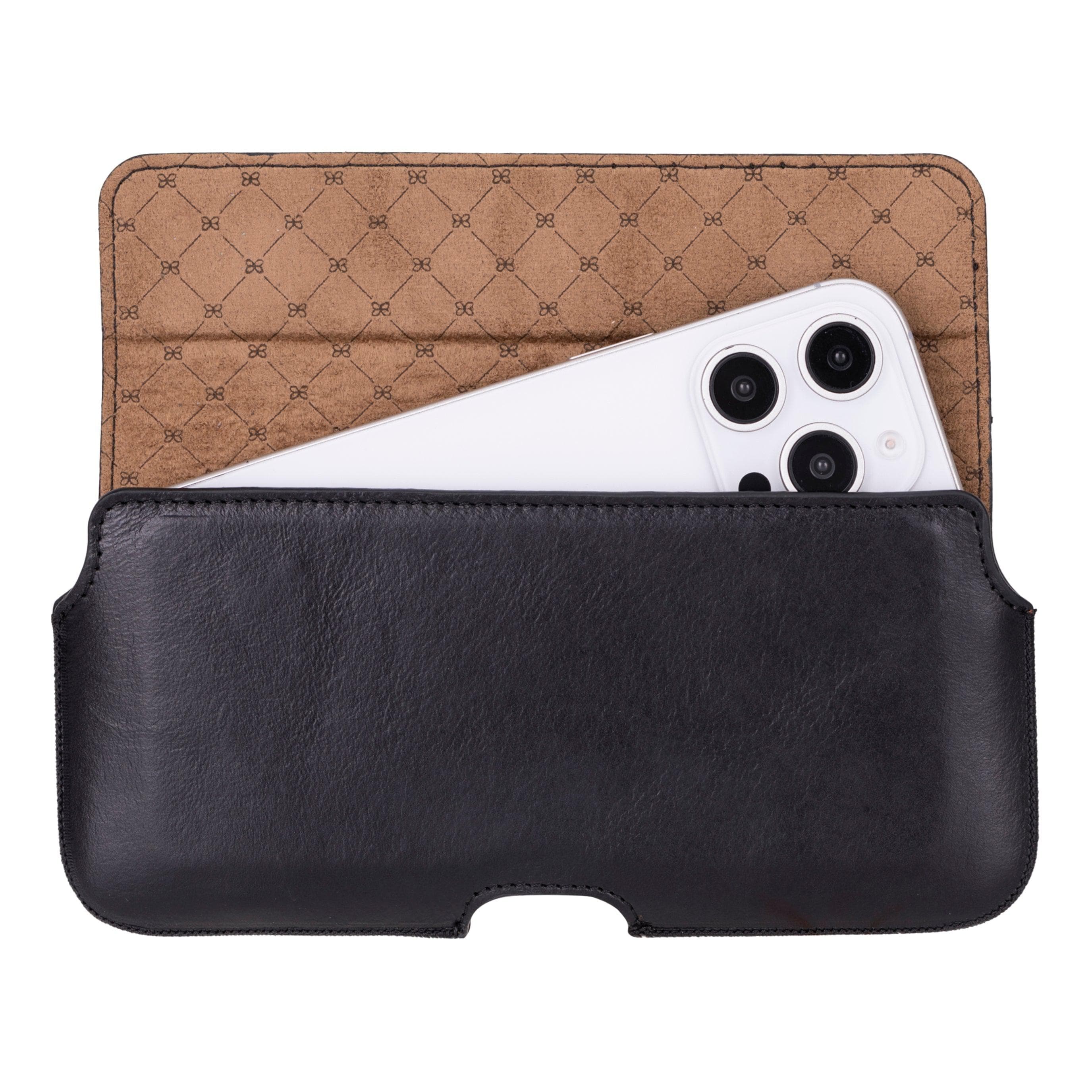 Aslant Leather Belt Phone Case Up to 6.9" Black Bouletta