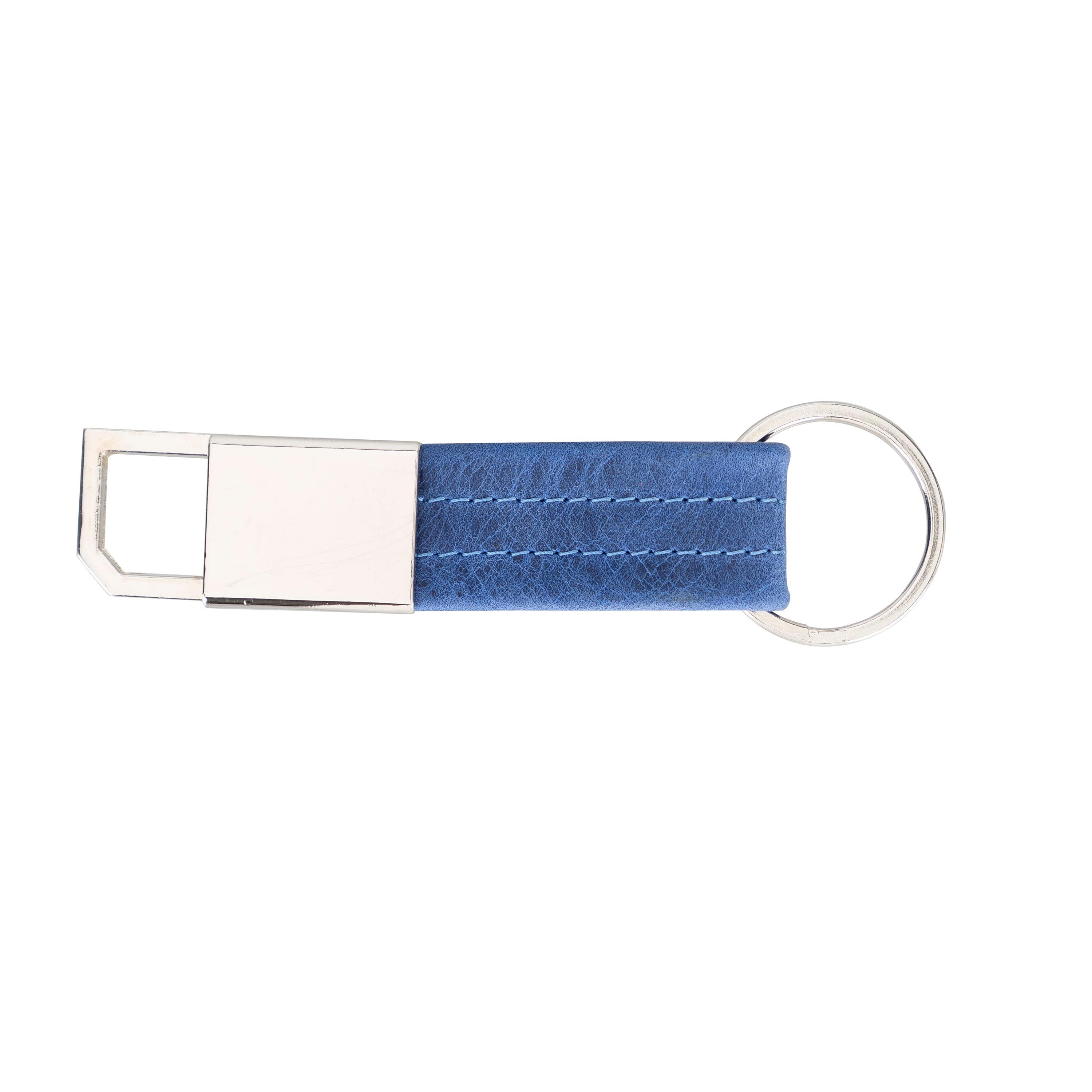 BKR16 Leather Keyring Blue Bouletta