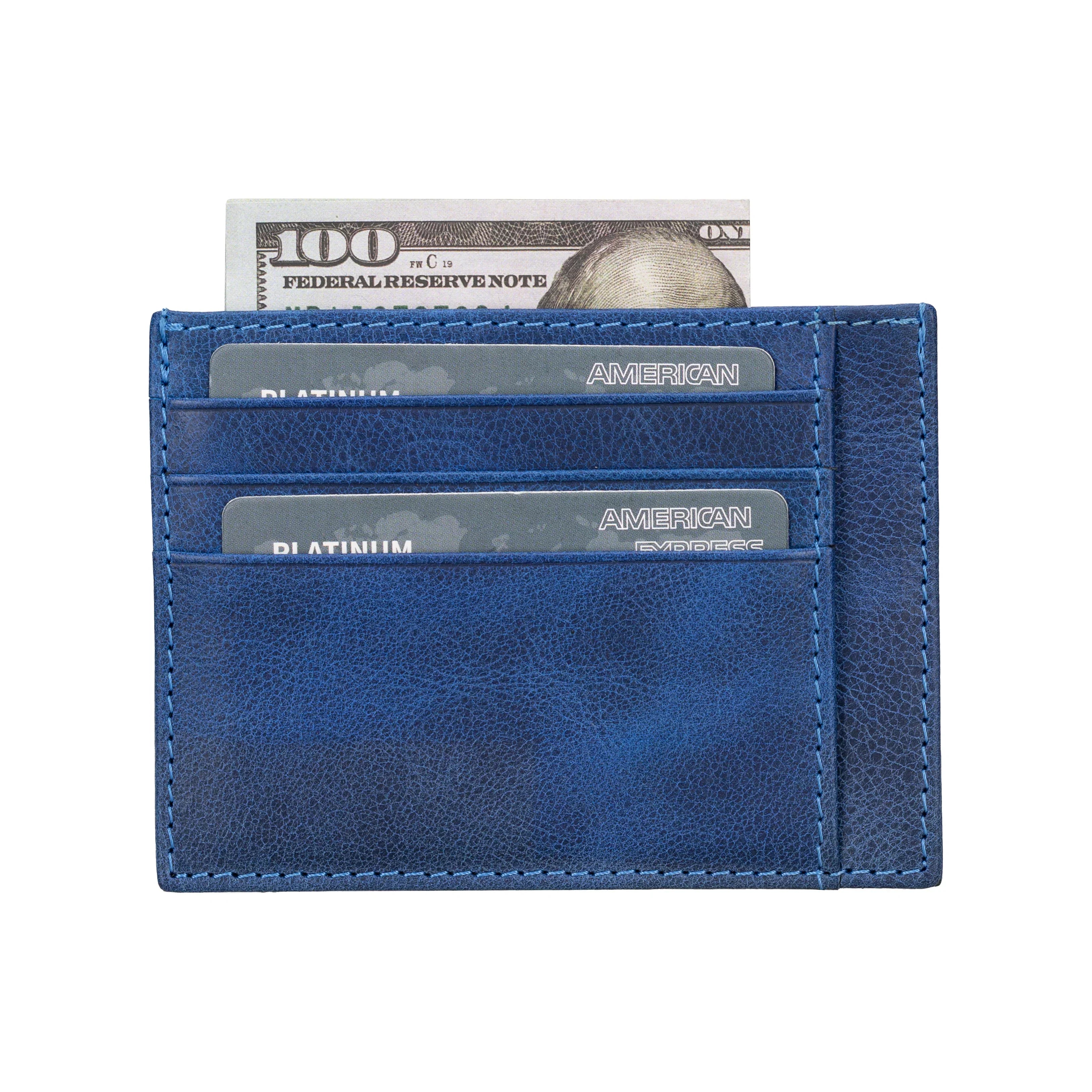 BLW18 Card Holder Leather Navy Bouletta