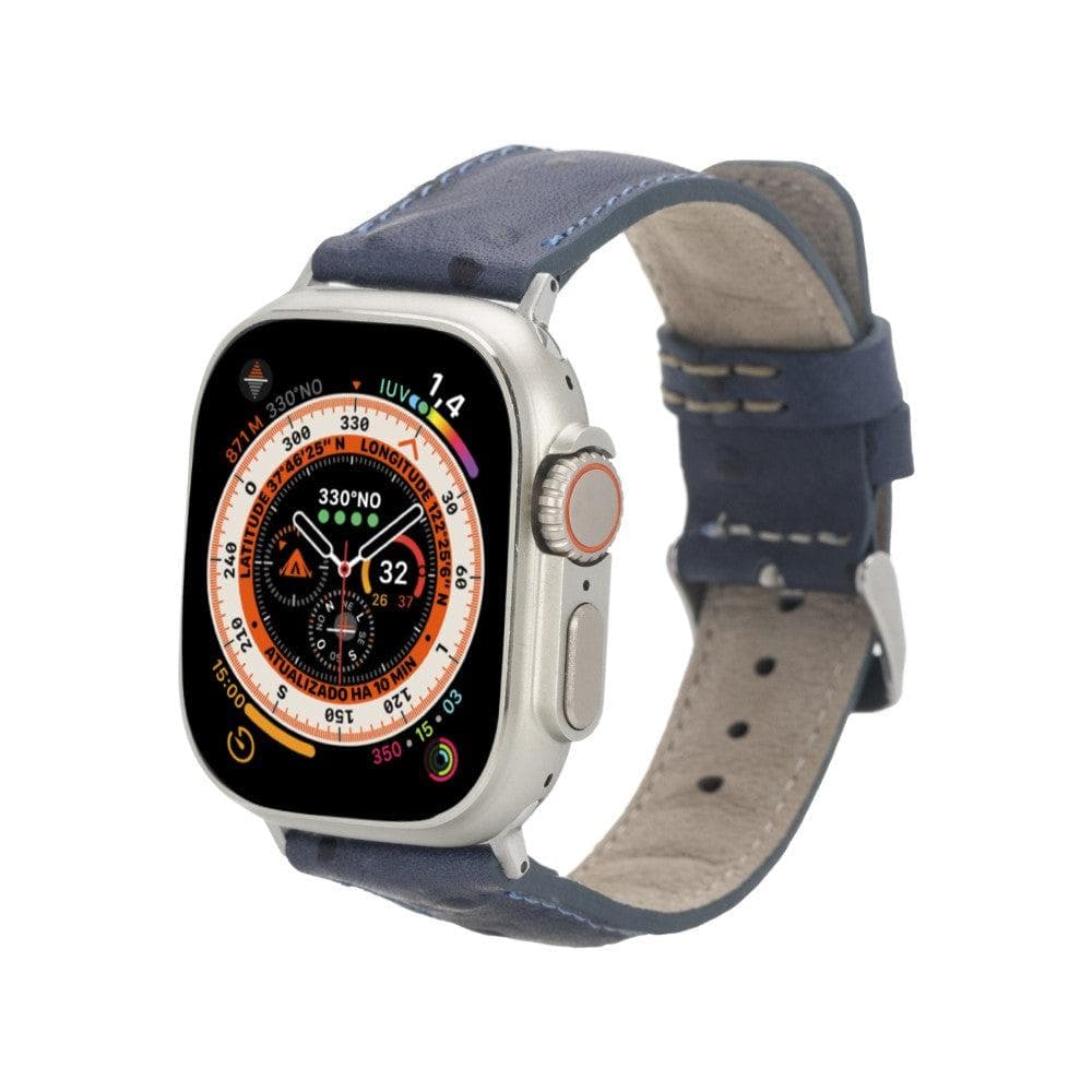 Cardiff Classic Apple Watch Leather Straps Ostrich Blue / Leather Bouletta