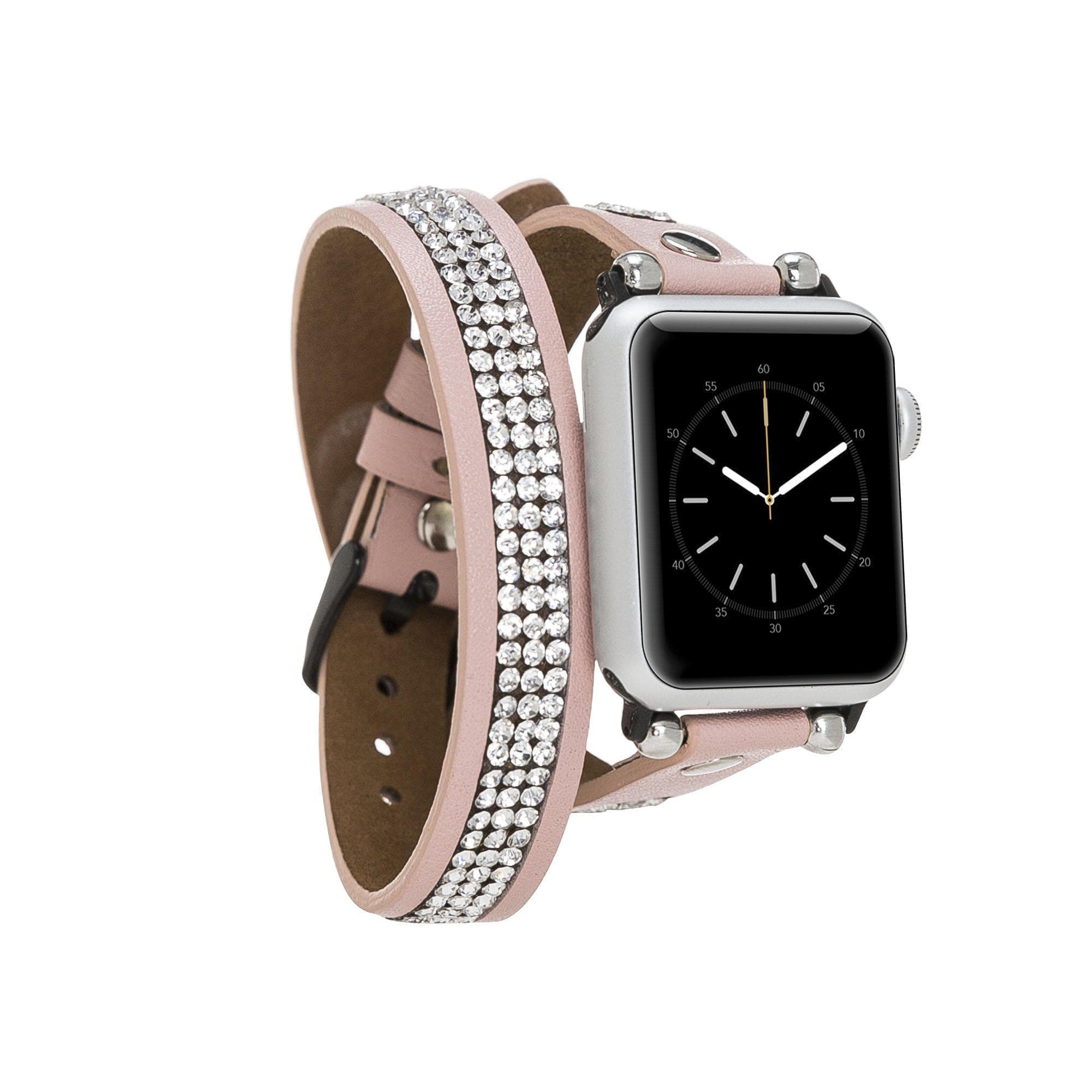 Crystal Double Tour Leather Apple Watch Band Pink / 40 / 41 / 42mm Bouletta