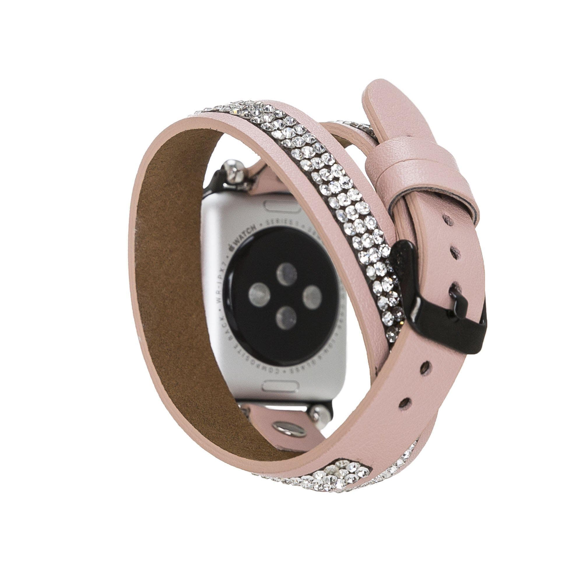 Crystal Double Tour Leather Apple Watch Band Bouletta
