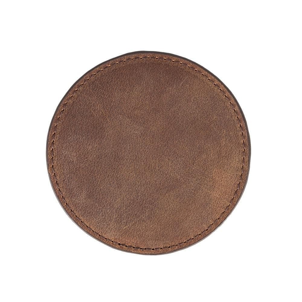 Divine Leather Cup Coaster Set Saddle Brown Bouletta