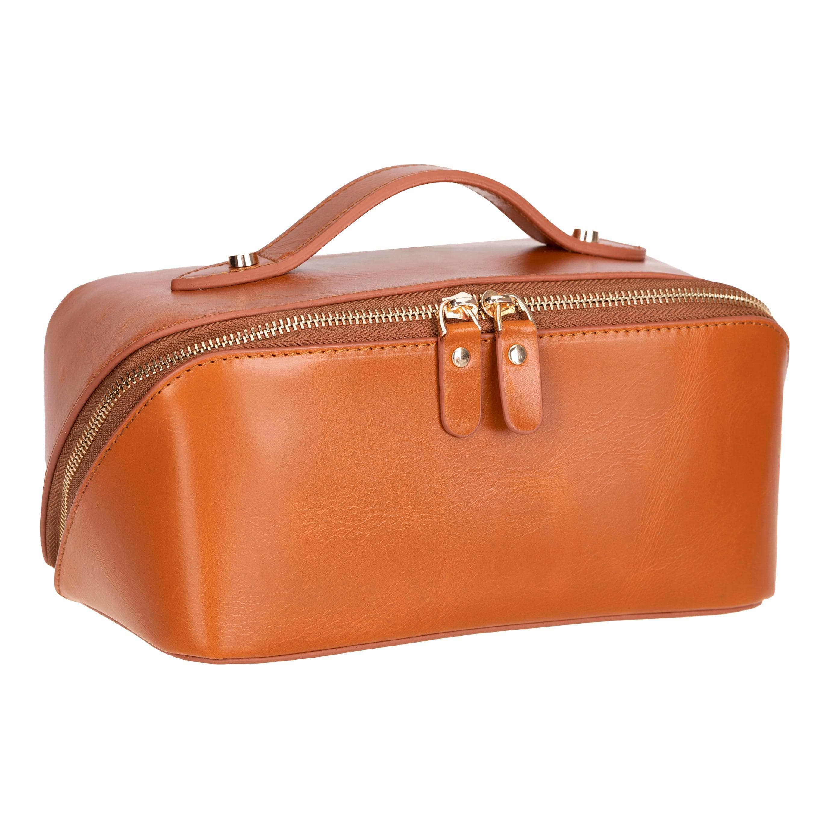 Ella Genuine Leather Dopp Kit Tan Bouletta