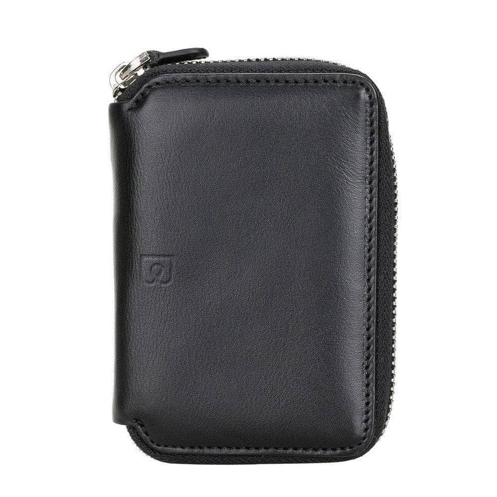 Elvis Genuine Leather Zipper Wallet Black Bouletta