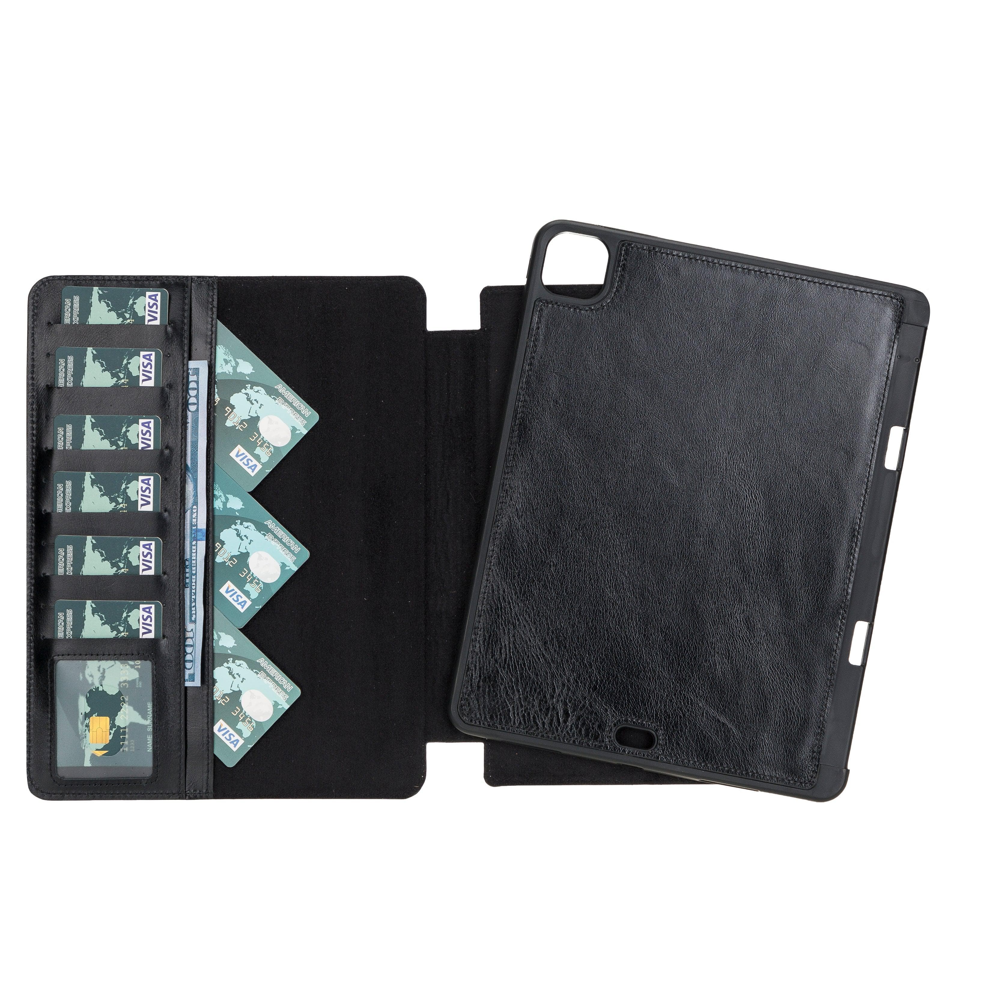Eto iPad Pro 11" (M4-2024) Leather Wallet Case I Pad Pro 11" (M4 2024) / Black Bouletta