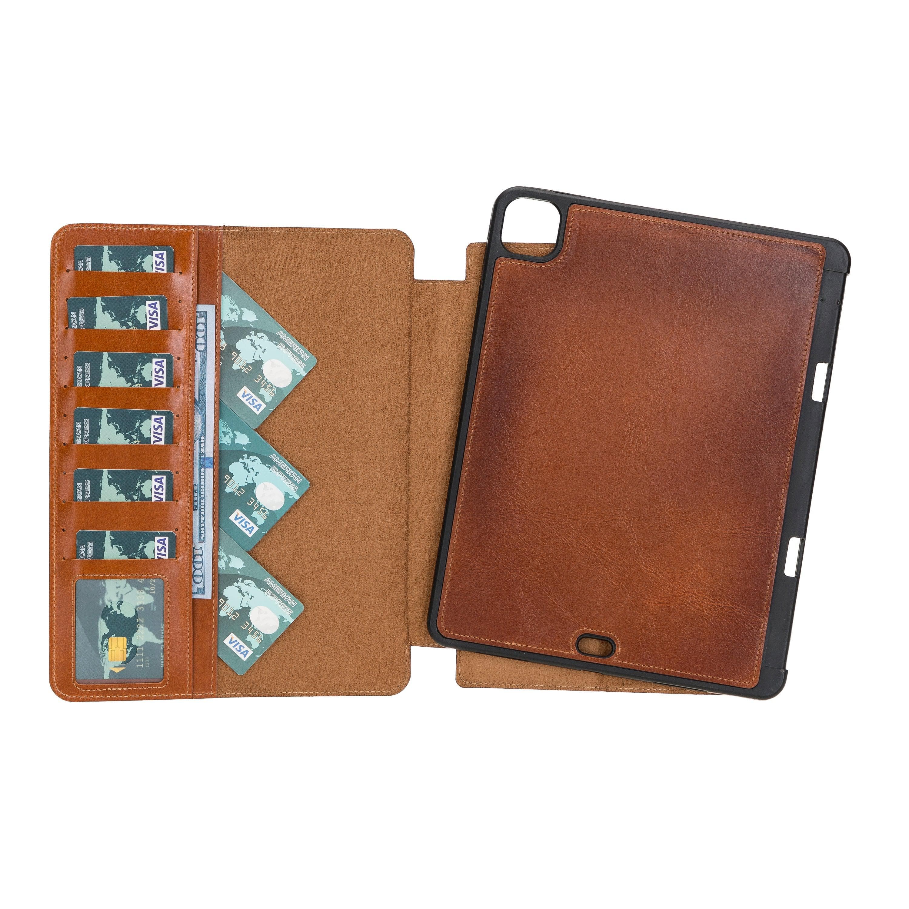 Eto iPad Pro 11" (M4-2024) Leather Wallet Case I Pad Pro 11" (M4 2024) / Tan Bouletta