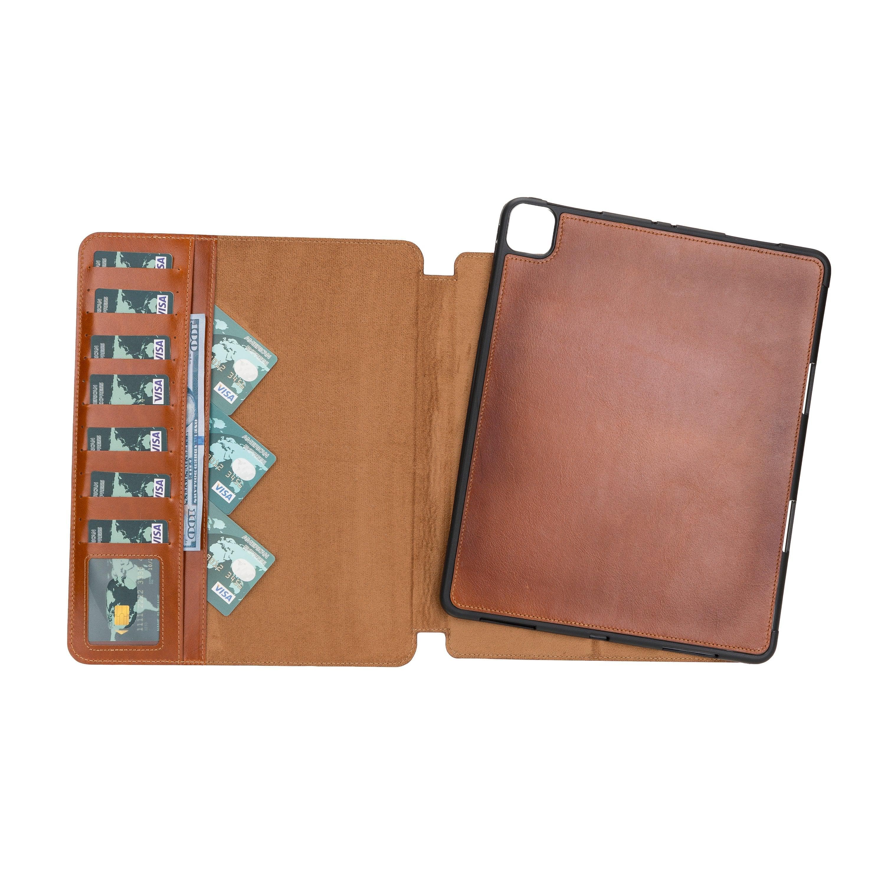 Eto iPad Pro 13" (M4-2024) Leather Wallet Case I Pad Pro 13" (M4 2024) / Tan Bouletta