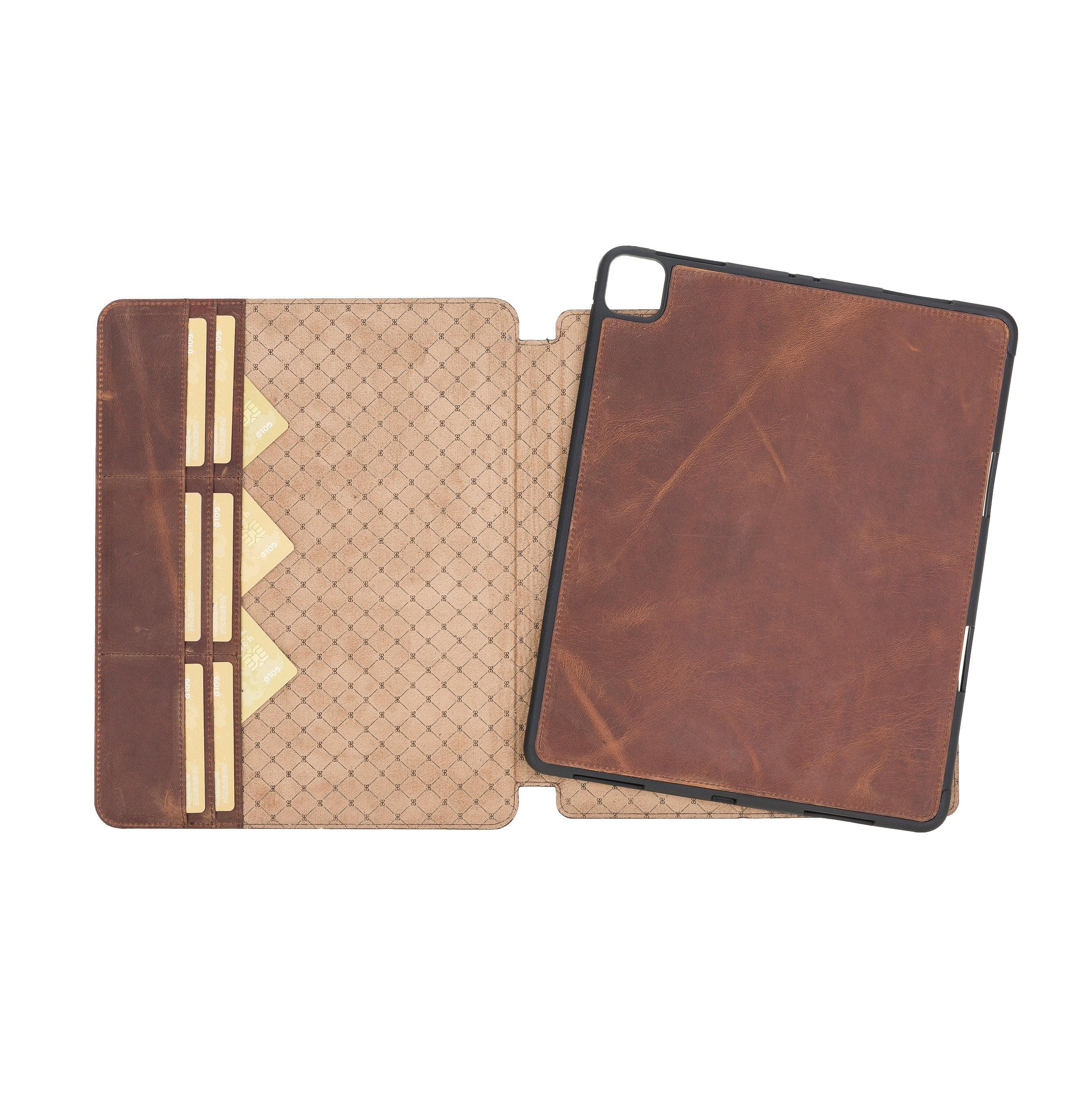 Eto iPad Pro 13" (M4-2024) Leather Wallet Case I Pad Pro 13" (M4 2024) / Saddle Brown Bouletta