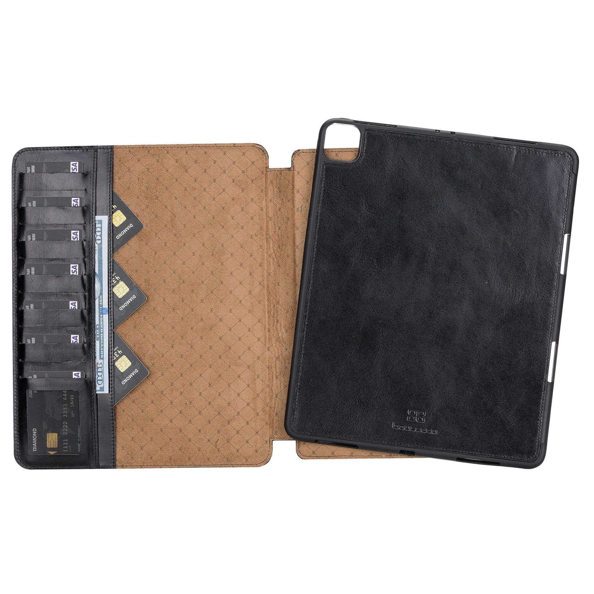 Eto iPad Pro 13" (M4-2024) Leather Wallet Case I Pad Pro 13" (M4 2024) / Black Bouletta
