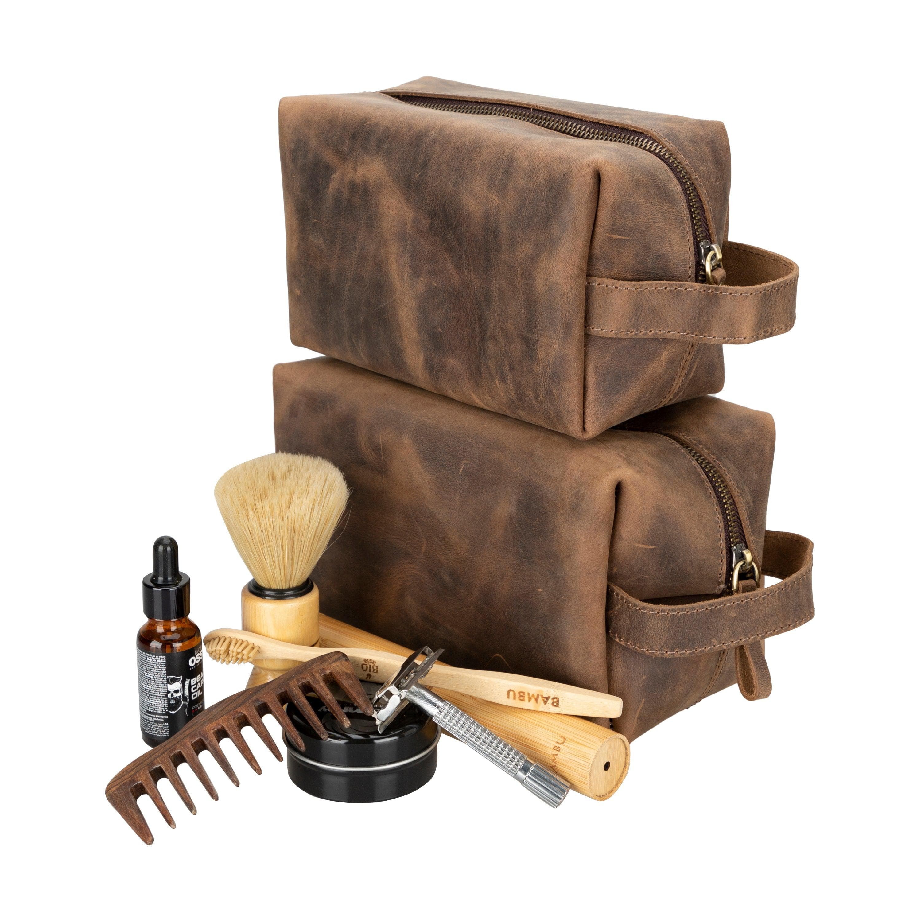 Eve Leather Dopp Kit, Large Amber Bouletta