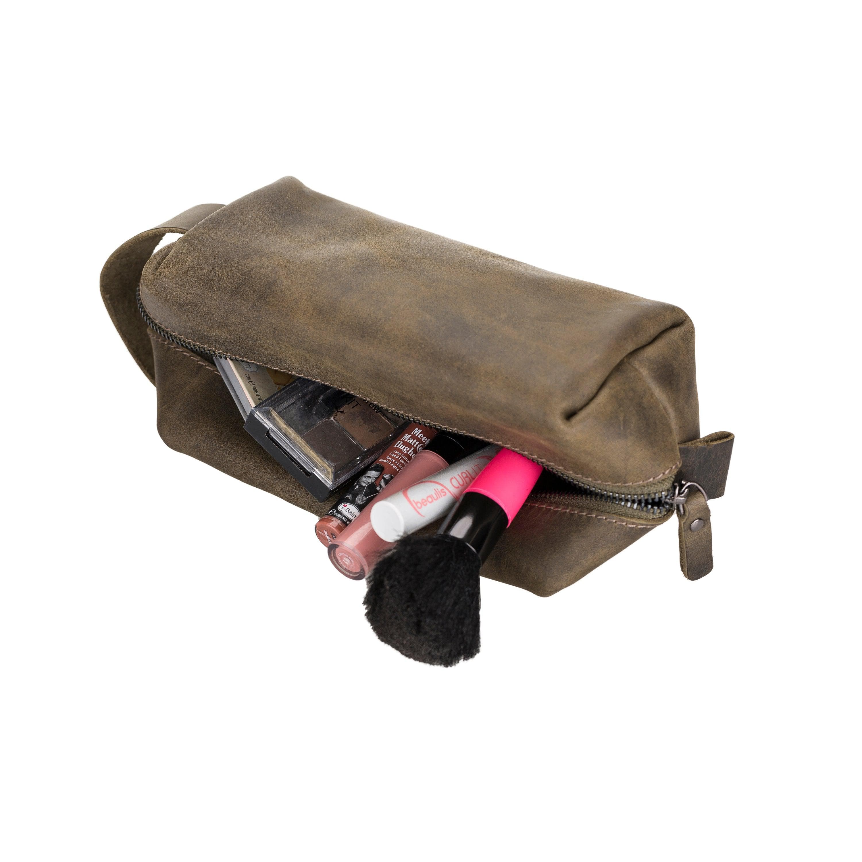 Eve Leather Dopp Kit, Small Dark Goldenrod Bouletta