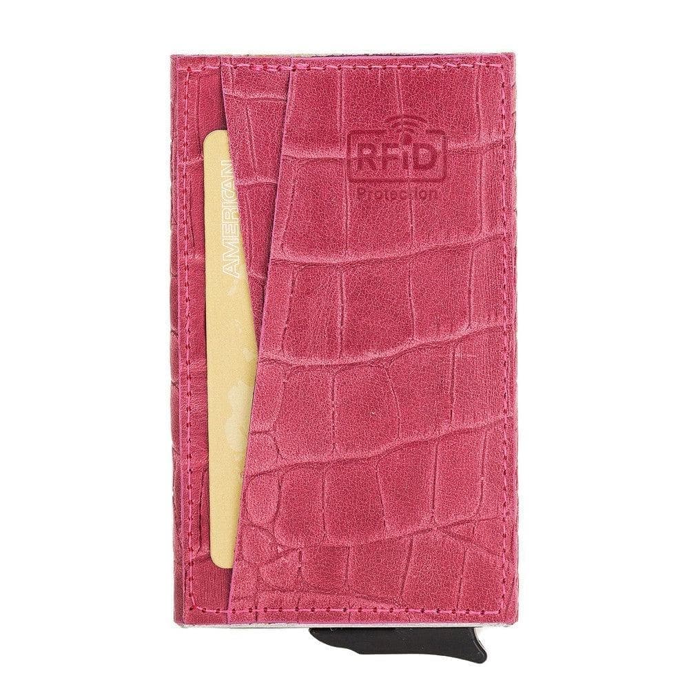Fernando Leather RFID Card Holder Crocodile Pink Bouletta