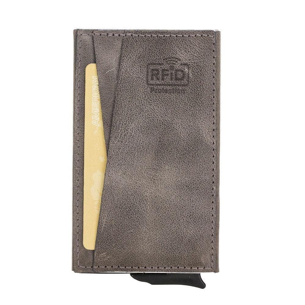 Fernando Leather RFID Card Holder Gray Bouletta