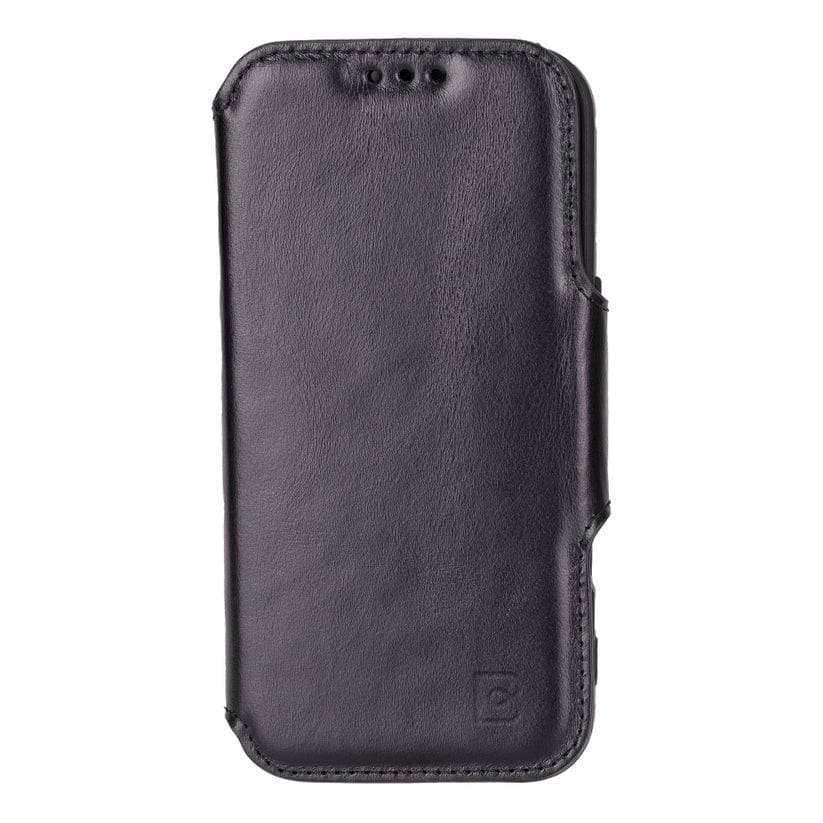 Firenze iPhone 16 Pro Leather Folio Case Black Bouletta