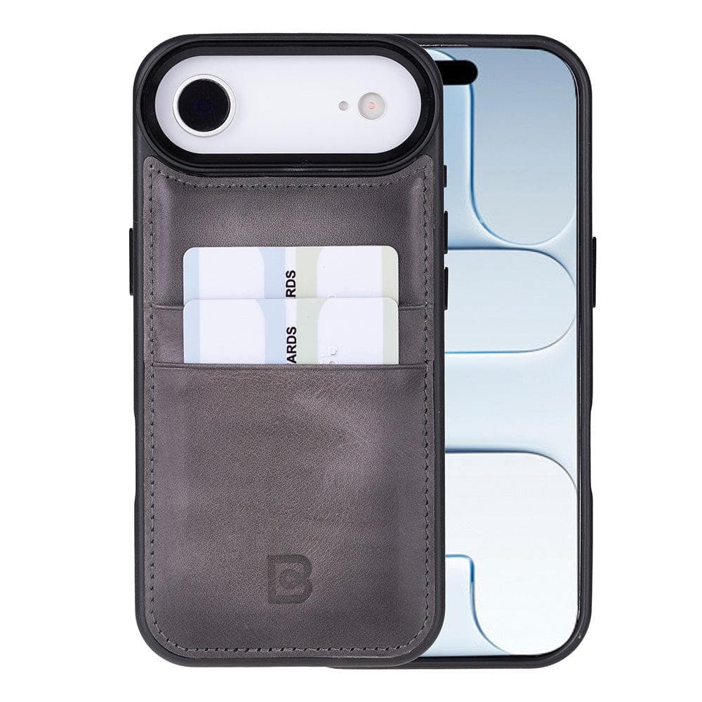 Flex Cover Leather iPhone 17 Air Case with Card Holder Gray Bouletta