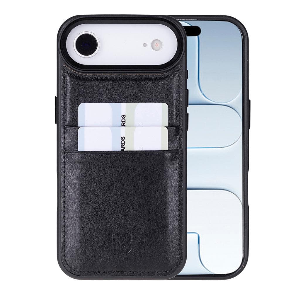 phone case with card holder and strap Flex Cover Leather iPhone 17 Air Case with Card Holder, Black