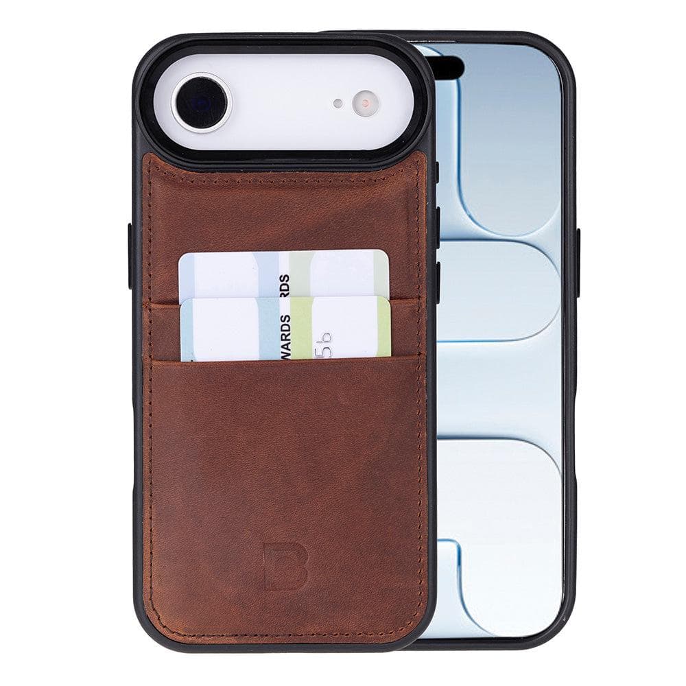 Flex Cover Leather iPhone 17 Air Case with Card Holder Saddle Brown Bouletta