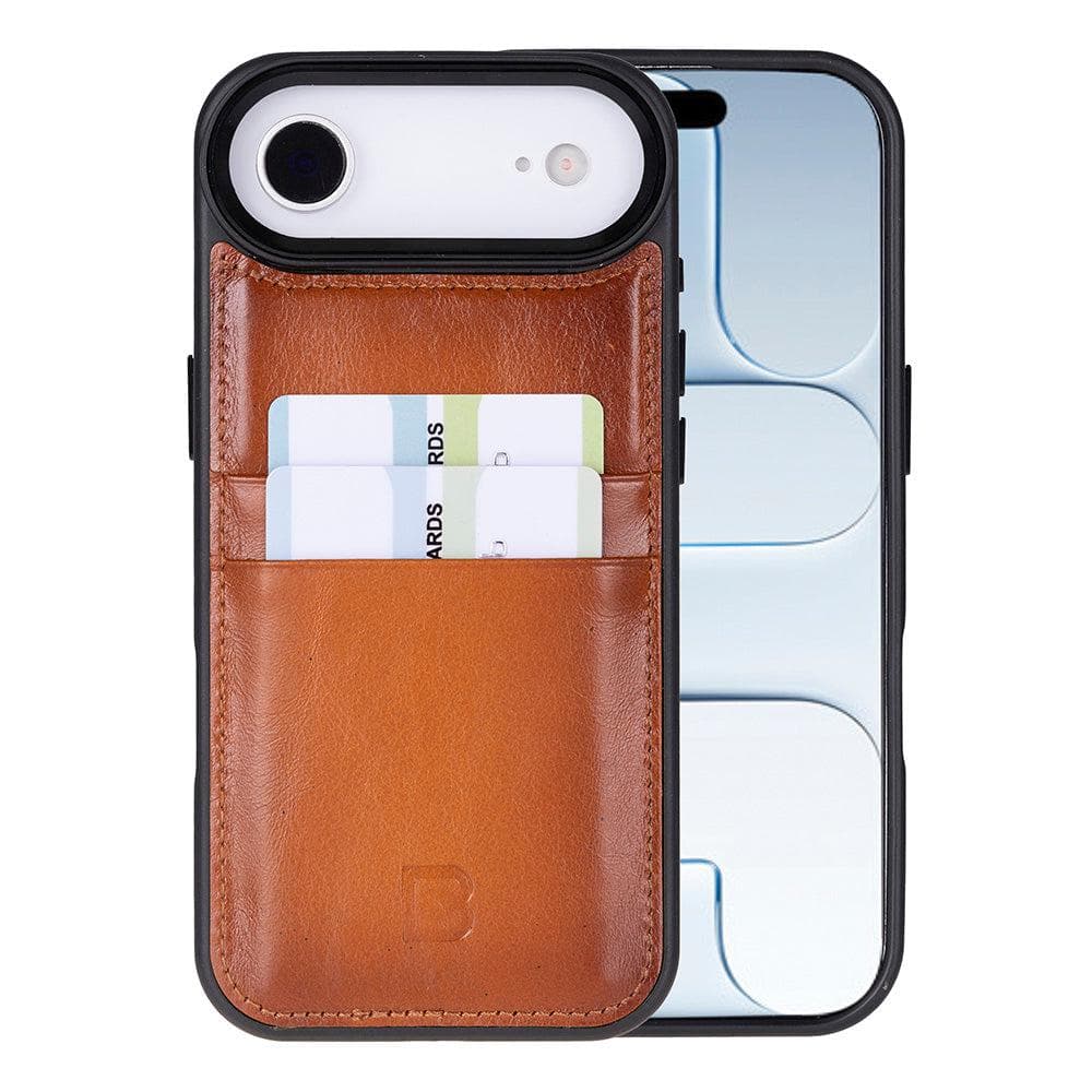 Flex Cover Leather iPhone 17 Air Case with Card Holder Tan Bouletta