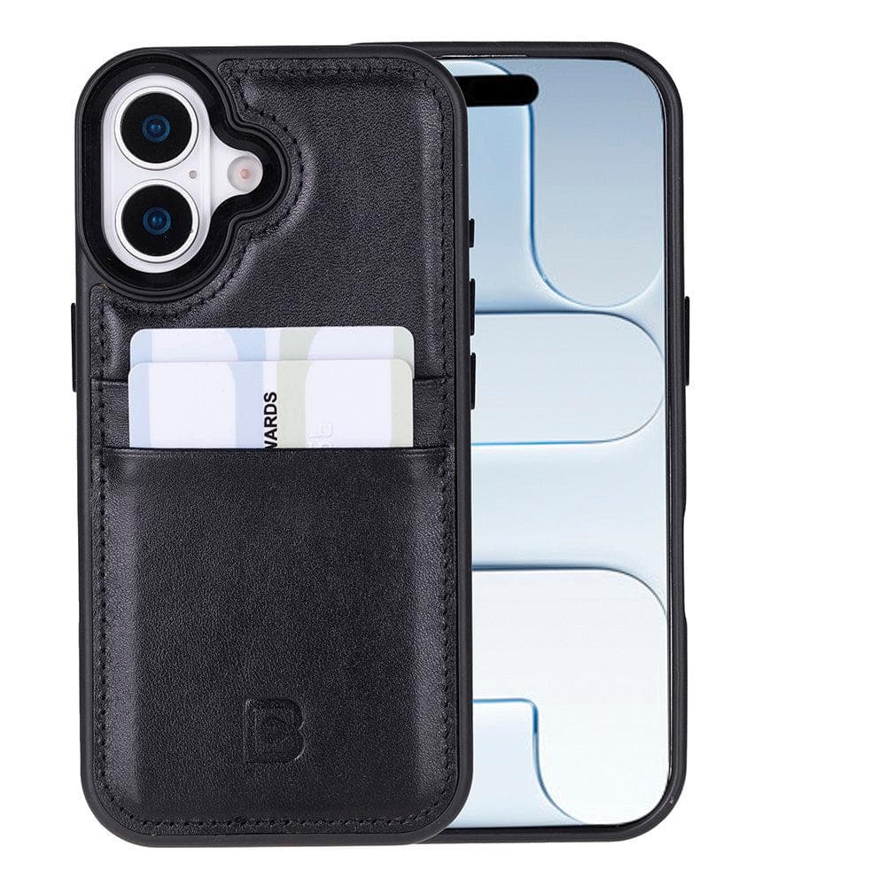Flex Cover Leather iPhone 17 Case with Card Holder Black Bouletta