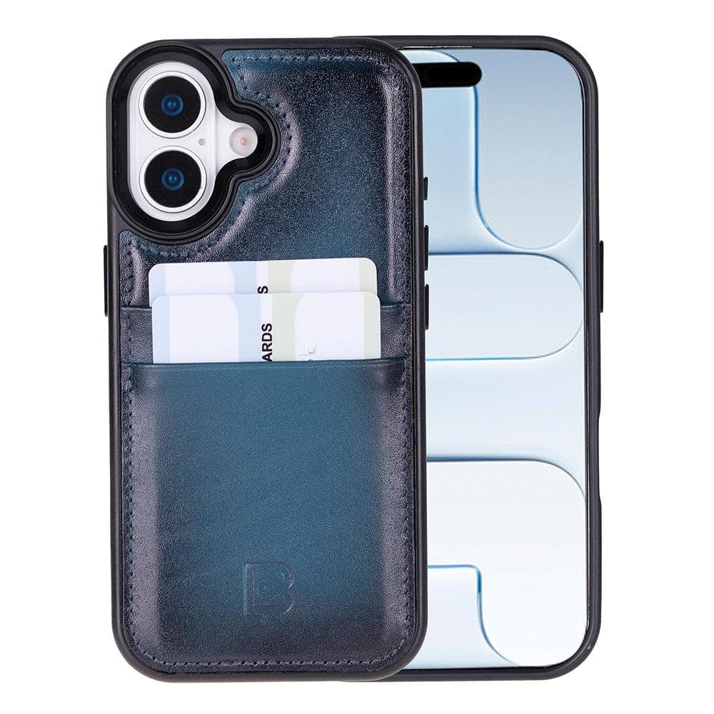 Flex Cover Leather iPhone 17 Case with Card Holder Blue Bouletta