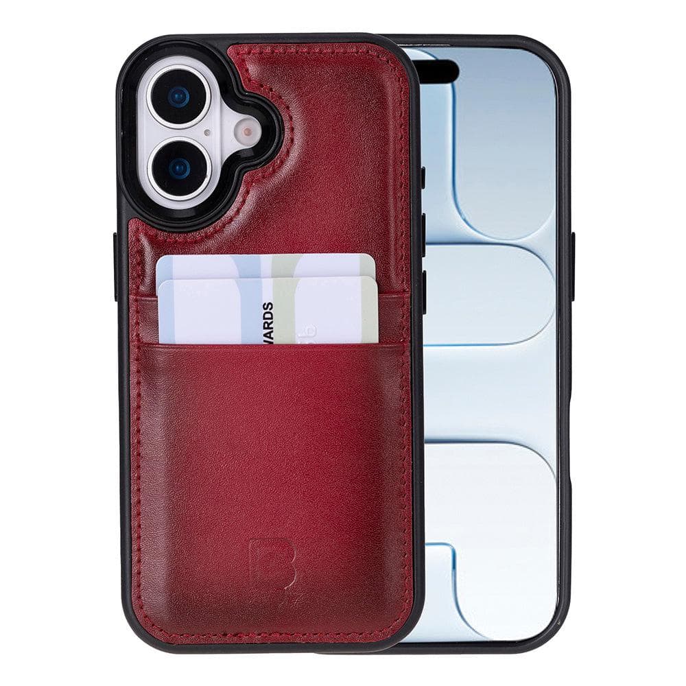 Flex Cover Leather iPhone 17 Case with Card Holder Red Bouletta