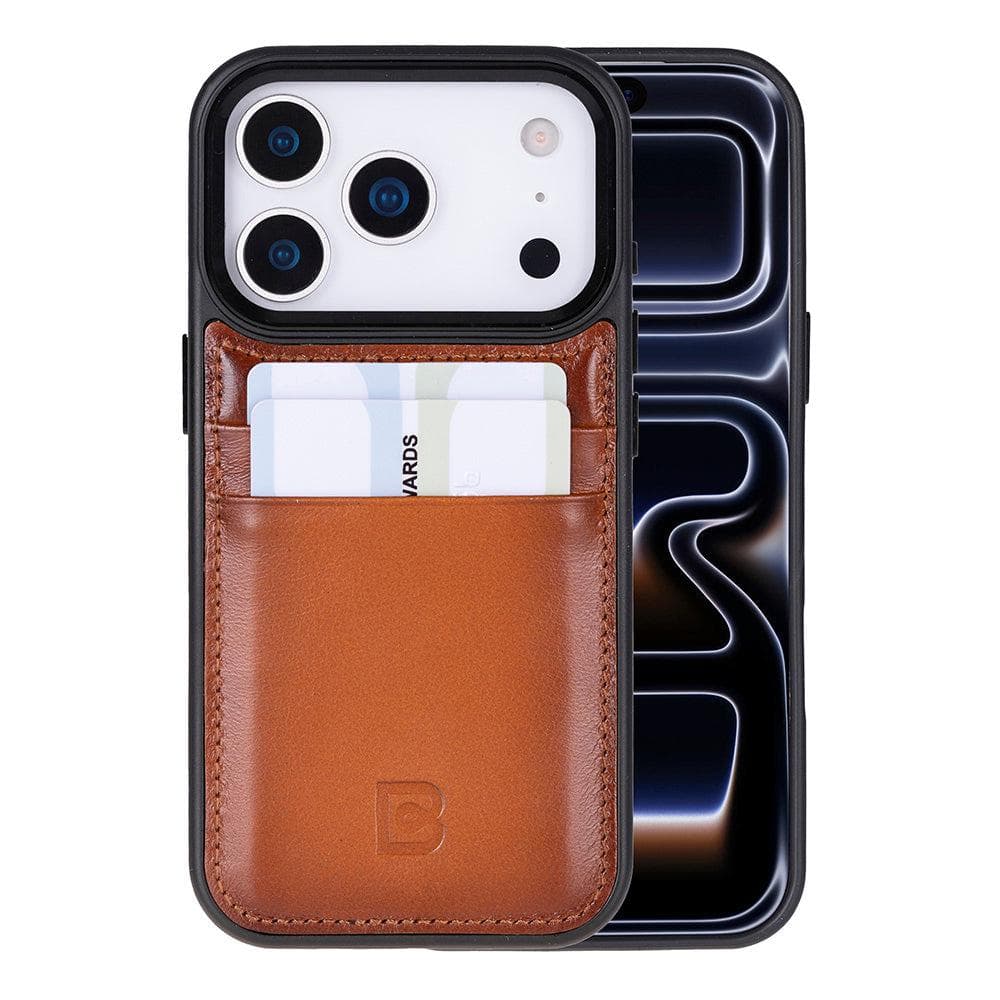 Flex Cover Leather iPhone 17 Pro Case with Card Holder Tan Bouletta