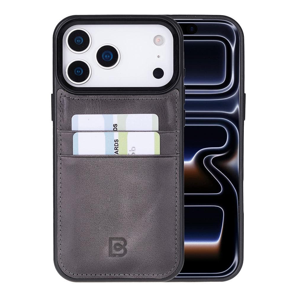 Flex Cover Leather iPhone 17 Pro Max Case with Card Holder Gray Bouletta