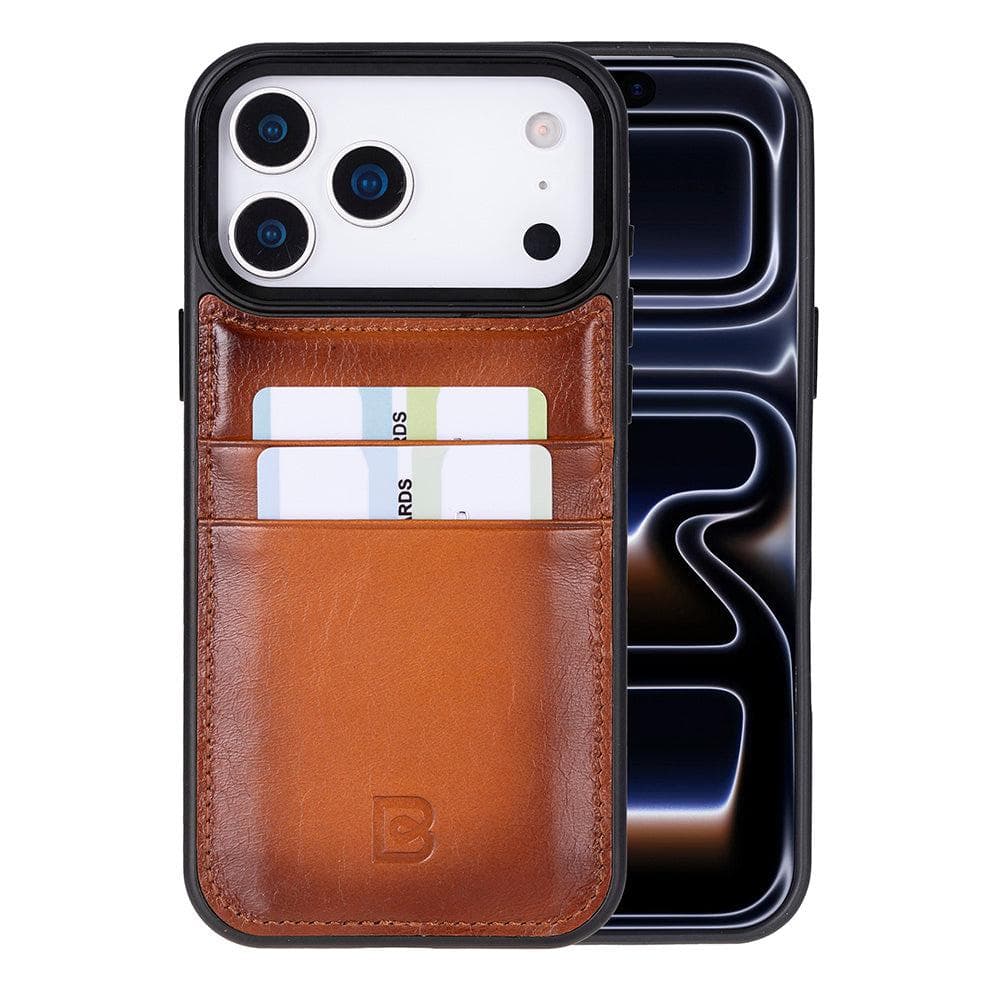 Flex Cover Leather iPhone 17 Pro Max Case with Card Holder Tan Bouletta