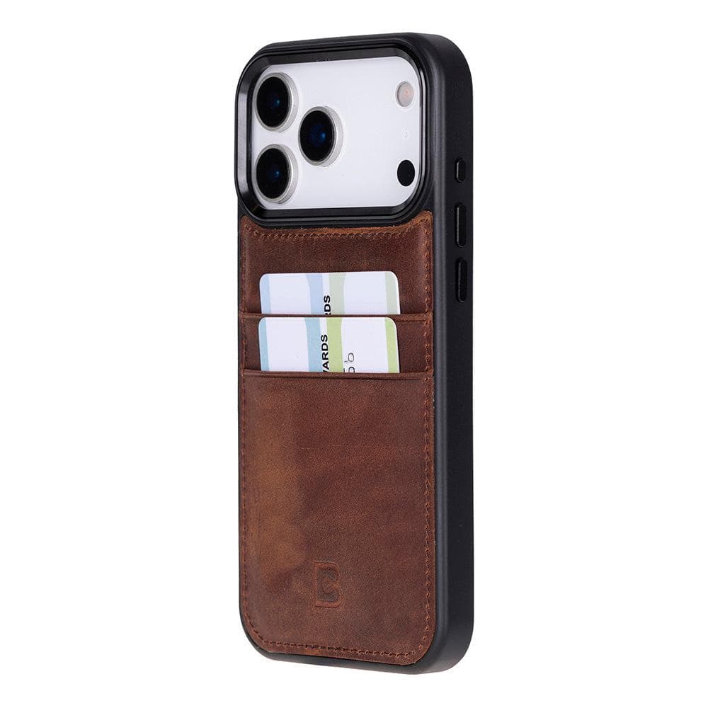 Saddle Brown Flex Cover Leather iPhone 17 Pro Max Case with Card Holder Bouletta