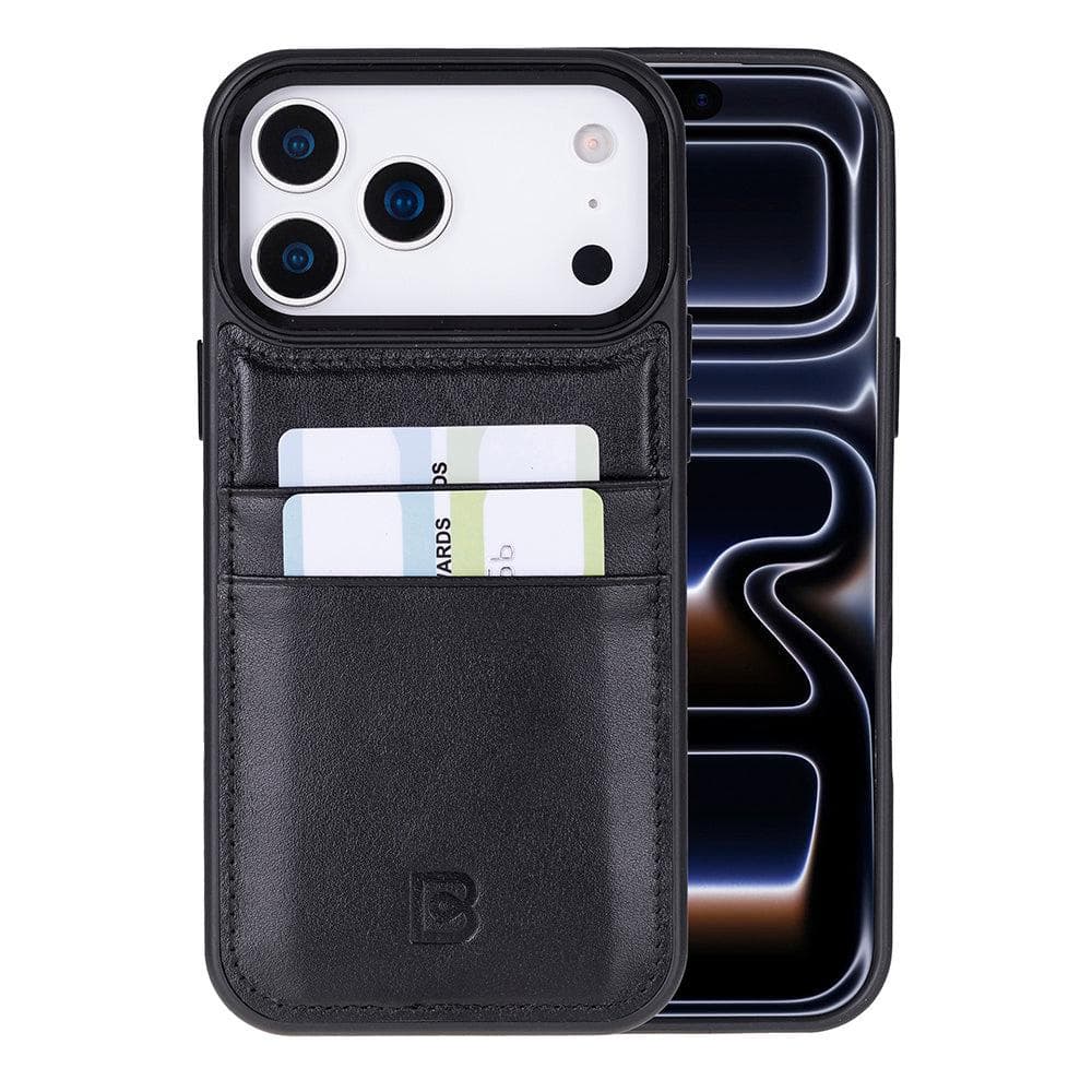 Flex Cover Leather iPhone 17 Pro Max Case with Card Holder Black Bouletta