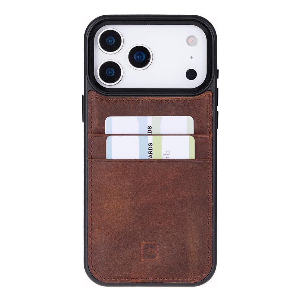 Saddle Brown Flex Cover Leather iPhone 17 Pro Max Case with Card Holder Bouletta
