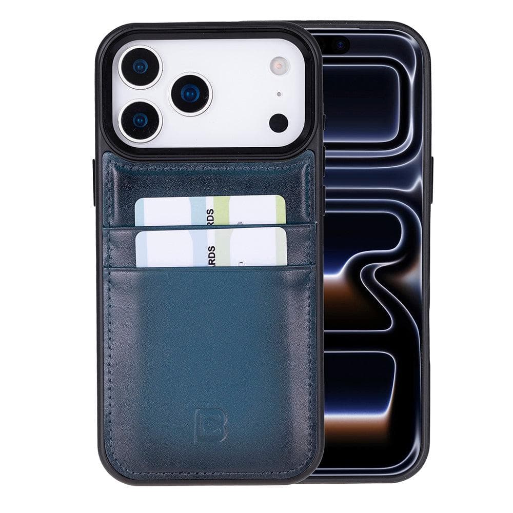 Flex Cover Leather iPhone 17 Pro Max Case with Card Holder Blue Bouletta