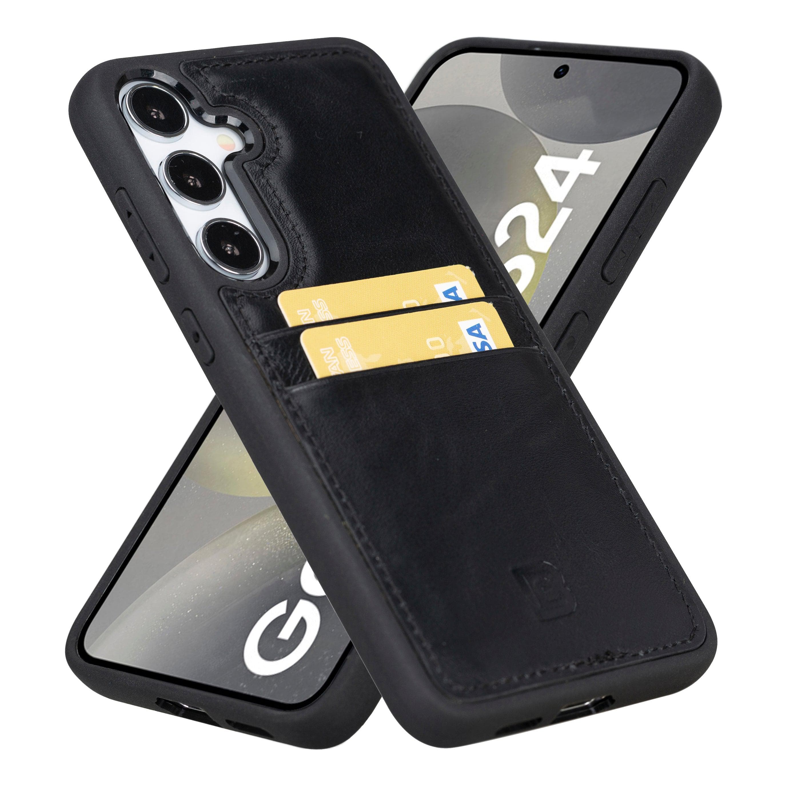 Flex Cover Leather Samsung Galaxy S25 Case with Card Holder Black Bouletta