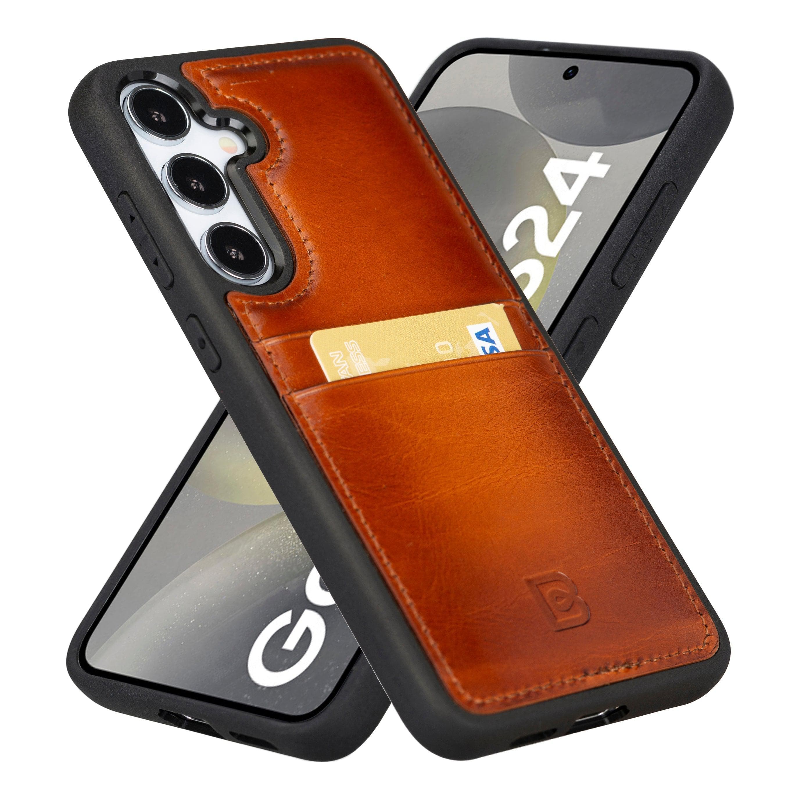 Flex Cover Leather Samsung Galaxy S25 Plus Case with Card Holder Tan Bouletta