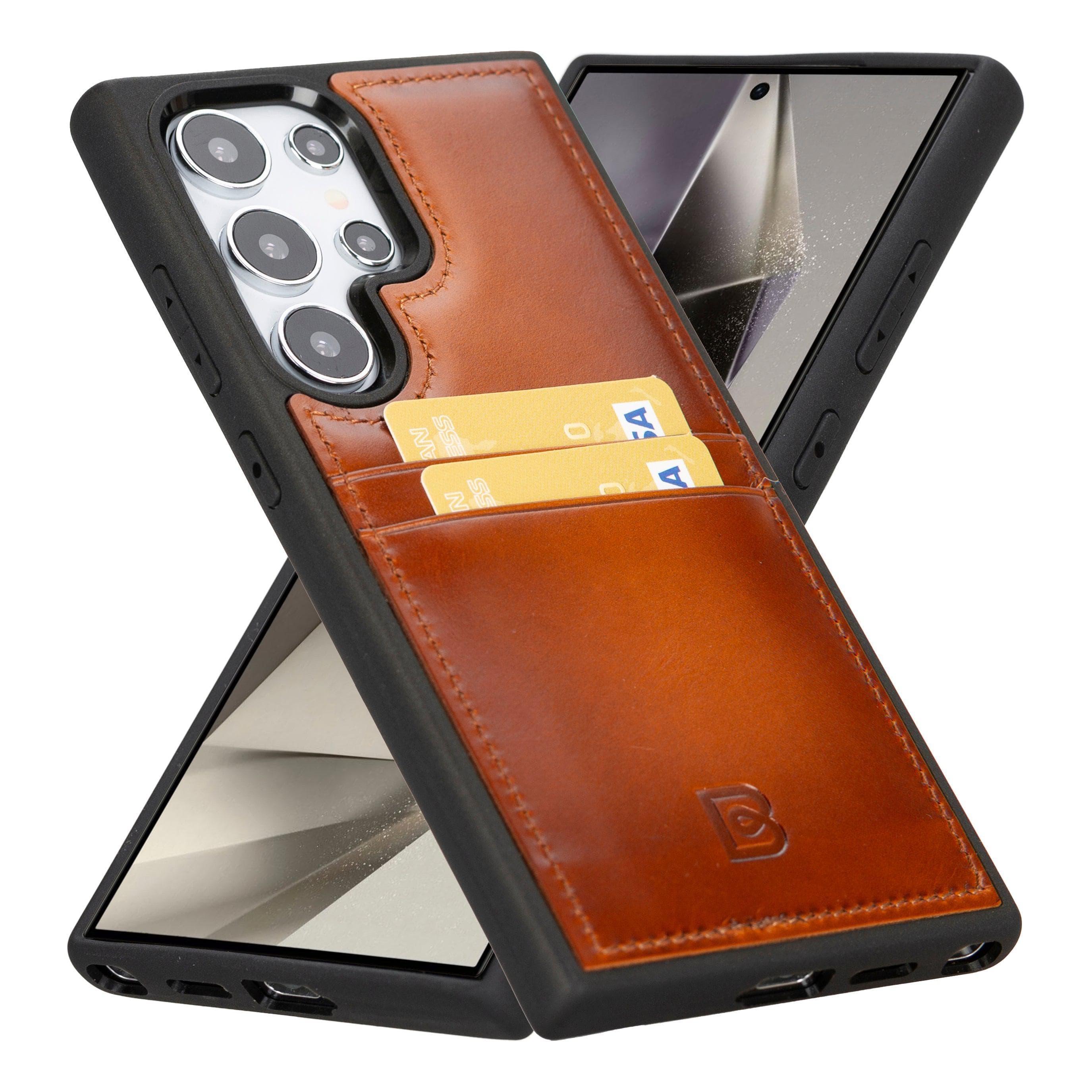 Flex Cover Leather Samsung Galaxy S25 Ultra Case with Card Holder Tan Bouletta